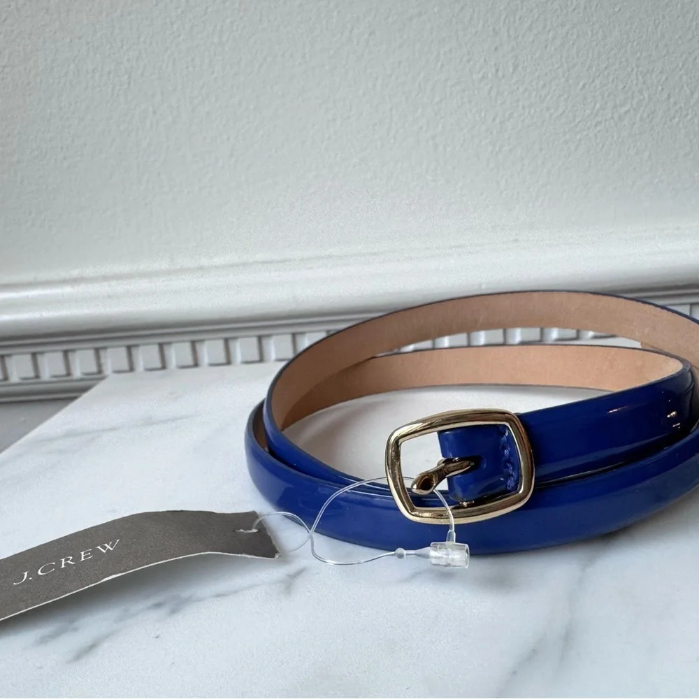 J Crew Skinny Patent Leather Belt- Indigo in XS